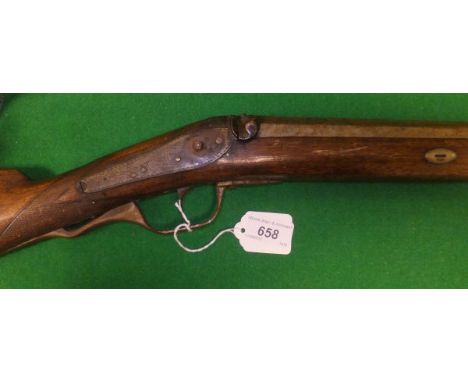 A 19th Century muzzle loading single barrel shotgun, hammer action (hammer missing), 30" barrel 