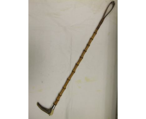 A gents riding crop with bamboo shaft and silver ferrule CONDITION REPORTS Handle approx. 11.5 cm, silver ferrule has a few k