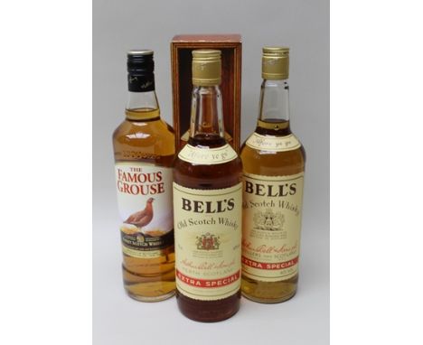 BELL'S OLD SCOTCH WHISKY, 2 bottles (one boxed and one un-boxed) THE FAMOUS GROUSE Scotch Whisky, 1 bottle (3) 