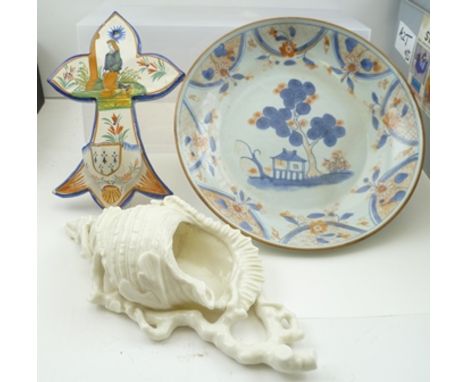 A MID 19TH CENTURY ROYAL WORCESTER PORCELAIN WALL POCKET modelled as a shell and coral, glazed in the white, 28cm high, impre