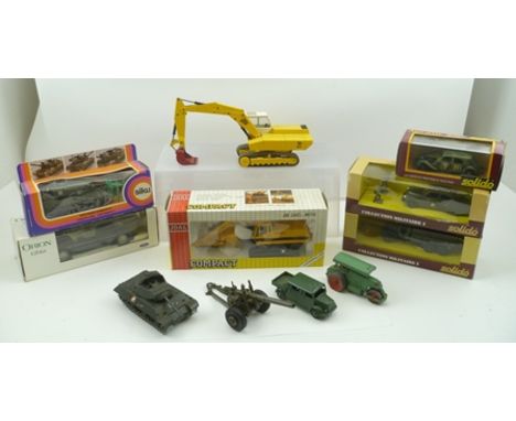 A COLLECTION OF ASSORTED DIE CAST VEHICLES including, Budgie Toys personnel and equipment carrier, Crescent Toys field gun, S