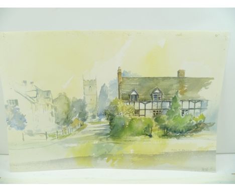 JOHN R. HARRIS, (late 20th century) "British Scenery" landscapes, village scenes and an estuary, seven Watercolour paintings,