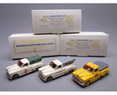 R. & J. Miniatures - three limited edition models of 1949 Pontiac Pick-Up Trucks with different liveries for Rawcliffe Hall C