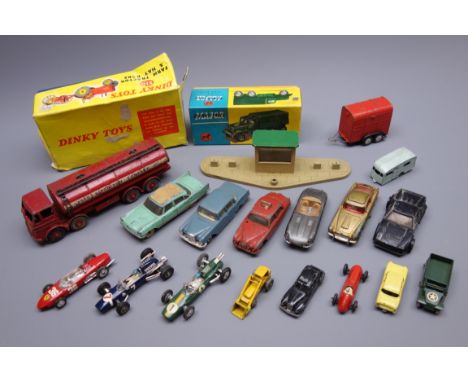 Various makers - unboxed and playworn die-cast models including Dinky Supertoys Leyland Octopus Esso tanker, Mercedes Benz 22