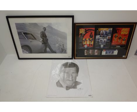 Corgi - framed advertising display by Eon Productions for James Bond Collectible Icon Figures, five images in one mount, 49 x