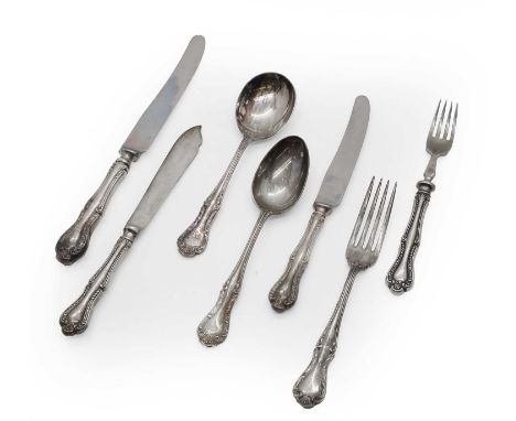 A part Mappin & Webb silver plated flatware service comprising eight table knives, eight table forks, eight dessert knives, s
