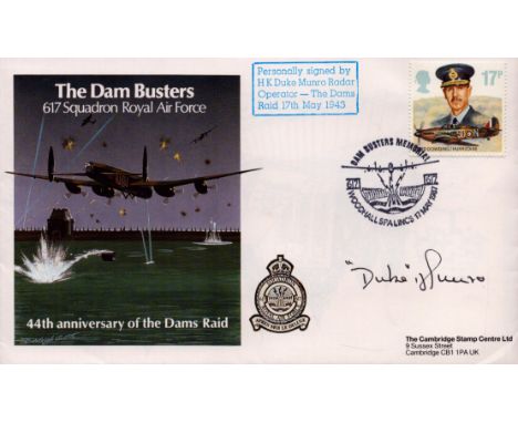 WW2 44th Anniv Dams Raid cover Signed H K Duke Munro Radar Operator Dams Raid 17 May 43. 17 May 1987 Woodhall Spa 44th Annive