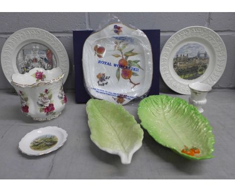 A collection of ceramics including Royal Worcester plate, boxed, Wedgwood, Adams, etc **PLEASE NOTE THIS LOT IS NOT ELIGIBLE 