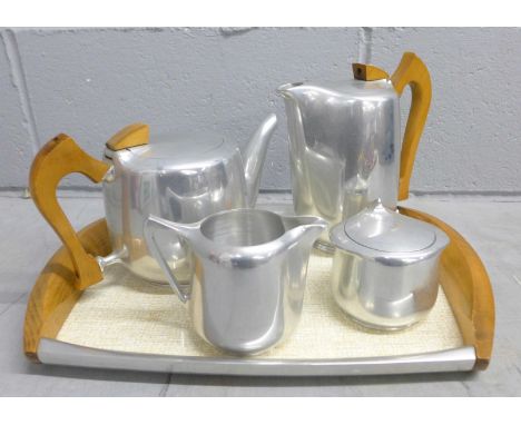 A five piece Picquot ware tea service 
