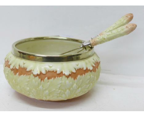 A Royal Worcester bowl and a pair of salad servers 