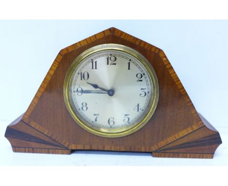 An inlaid Art Deco mantel clock 