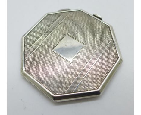 An Art Deco silver compact, Birmingham 1947 