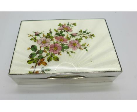 A silver and enamel cigarette box, Birmingham 1939, Deakin &amp; Francis, 124 x 84 x 32mm 