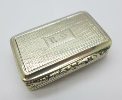 A George IV silver snuff box, Birmingham 1828, width 53mm 