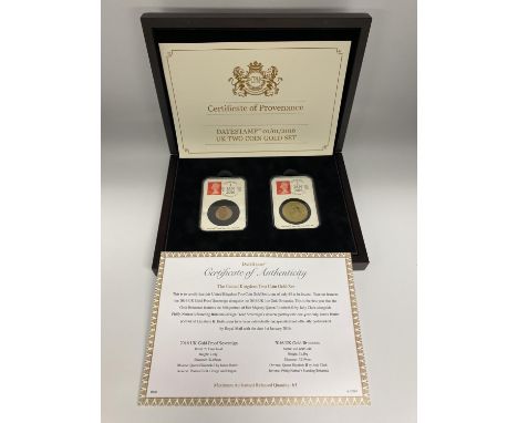 A dates stamp first 01/01/2016 UK 2 coin gold set, a 2016 sovereign with 2016 gold Britannia, in presentation box, with certi