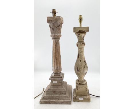 Two large pedestal architectural table or floor lamps 