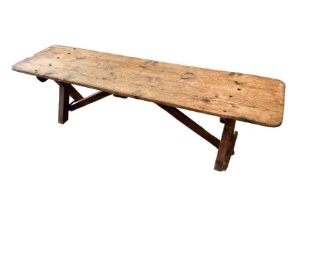 A rustic pine bench 168cm L x 47 H x 43cmW 