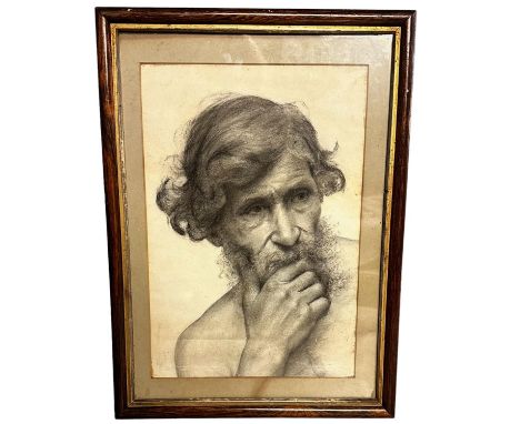 Pencil  bust portrait of a bearded gentleman in pencil, in a glazed partial gilt frame, 40 x 28cm 