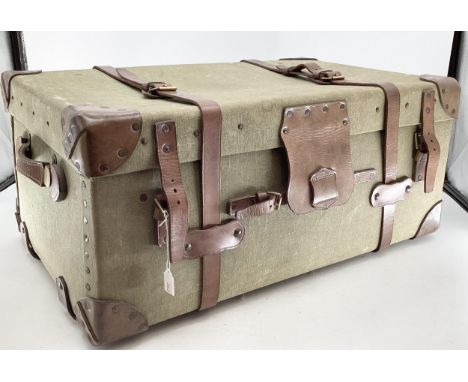 Large canvas trunk with leather straps 