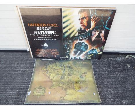 Lot to include a Blade Runner Director's Cut poster 27" x 39", Lord Of The Rings Middle earth map poster and Metal Gear Solid