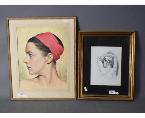 A framed portrait of a young lady, signed to the mount, approximately 36.5 cm x 29 cm and a framed Francine Van Hove print. [