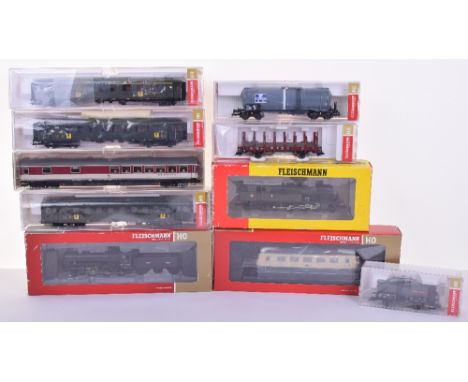 Fleischmann locomotives and rolling stock, 4078 SNCF 4-6-4 tank engine, 413702 Nord 2-6-0 locomotive and tender, 432801 DB BR