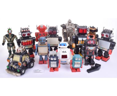 Quantity of 1970’s-80’s Plastic Robots, including: Video Robot Horikawa Japan, Action Robot Invader (missing battery cover) 2