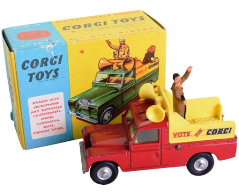 Corgi Toys 472 Public Address Vehicle ‘Vote For Corgi’ in scarce unlisted red body, yellow interior, yellow back, spun wheels