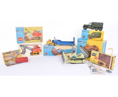 Four Boxed Corgi Major Toys, 1100 Bedford Carrimore Low-Loader,yellow cab, metallic blue back, no inner packing, 1102 Euclid 