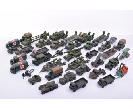 Dinky Toys Repainted Tank Transporters and other Army Vehicles, 4 x transporters, 2 x Centurion tanks, 3 x 626 Ambulance, 1 x