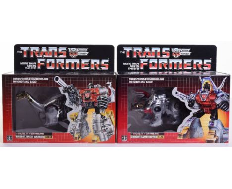 Two Boxed Hasbro G1 Transformers,1984 issues,Dinbot Jungle Warrior ‘Sludge’ transforms from dinosaur to robot and back, Dinbo