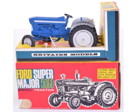 Britains 9527 Ford Super Major 5000 Diesel Tractor, blue/light grey body, light grey plastic wheel hubs complete with air fil