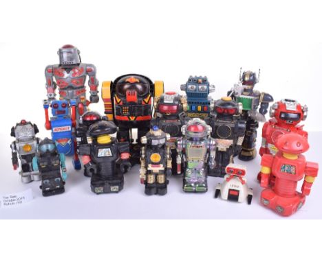 Quantity of 1970’s-80’s-90’s Plastic Robots, including:Acrobat Yonezawa Japan Robot (missing rear battery cover) Invincible R