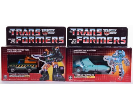 Two Boxed Hasbro G1 Autobot Transformers,1985/86 issues, Autobot Maintenance ‘Hoist’ transforms from tow truck to robot and b