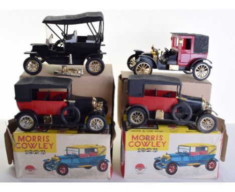 Four Nacoral (Spanish) boxed plastic Old timer cars, two 1923 Morris Cowley’s in pictoral boxes, 192 Ford T Coupe and 1914 Re