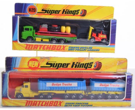 Matchbox Superkings K-16 Dodge Tractor with Twin Tippers, yellow/blue, superfast wheels, in mint condition, box is fair and K