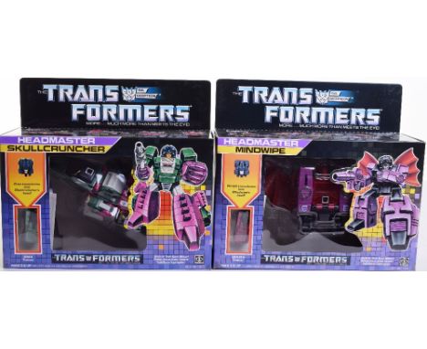 Two Boxed Hasbro G1 Transformers Headmaster, 1986 issues, Skullcruncher transforms from alligator to robot and back and Mindw