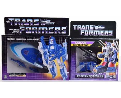 Two Boxed Hasbro G1 Transformers,1986 issues, Deception ‘Scourge’ transforms from hovercraft to robot and back, Duocon ‘Battl