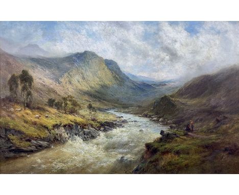 Alfred de Breanski Snr. RBA (British 1852-1928): 'A Mountain Pass', oil on canvas signed, titled verso 57cm x 88cm Provenance