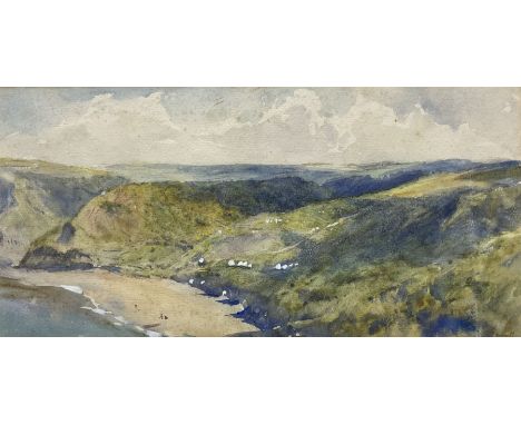 John Spence Ingall (Staithes Group 1850-1936): 'Runswick Bay - looking over the Sands to Hob Holes', watercolour signed, titl