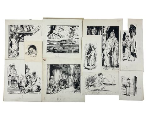 Helen Jacobs BWS (British 1888-1970): 'Pook', collection of ten pen and ink illustrations, illustrated in Stella Mead's book 