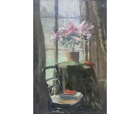 Scottish School (Late 20th century): View of Edinburgh Castle from a Princess Street Window, oil on panel unsigned, titled ve