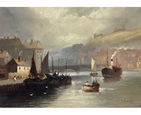 Walter Linsley Meegan (British c1860-1944): Boats in Whitby Harbour, oil on canvas signed 25cm x 35cm (unframed)Condition Rep