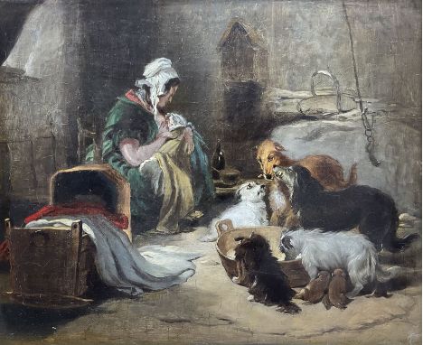 After Sir Edwin Henry Landseer (British 1802-1873): 'A Highland Breakfast', oil on canvas laid on to board unsigned 33cm x 40