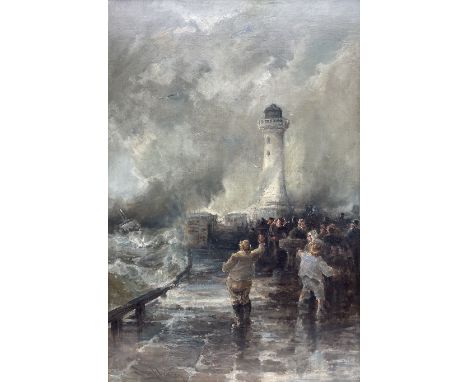 Stephen Frank Wasley (British 1848-1934): 'The Storm Breaks - Whitby', oil on canvas signed 90cm x 60cm Provenance: private Y
