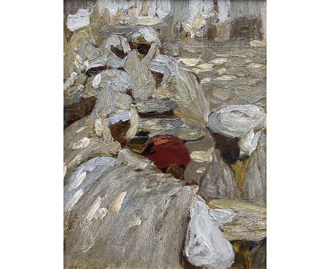 Henry Silkstone Hopwood (Staithes Group 1860-1914): 'A Letter Writer - Biskra', oil on panel signed, titled on exhibition lab