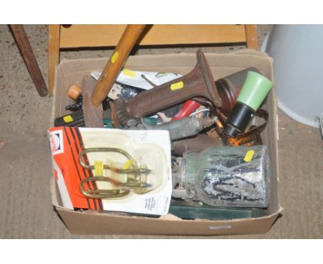A box of various hand tools