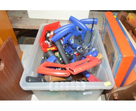 A box of various hand tools 