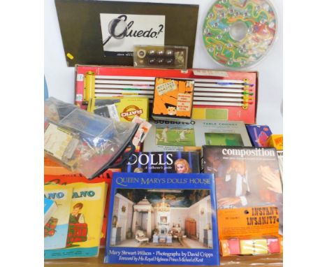 A quantity of vintage games, to include Derby Horse Racing Game of Chance, Chad Valley Escolado, Cluedo, Subbuteo table crick