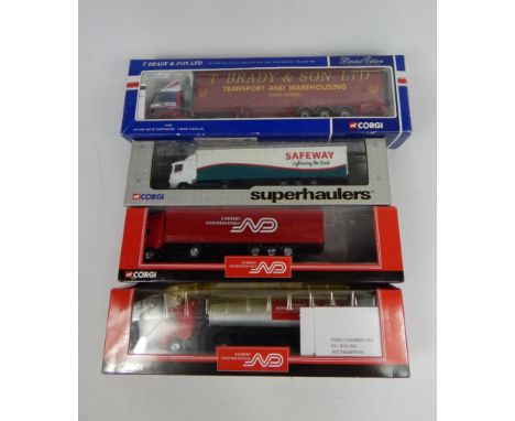 Various Corgi die cast scale model lorries, to include Norbert Dentressangle 7cm high, tanker, 1:50 scale T Brady and Son Ltd